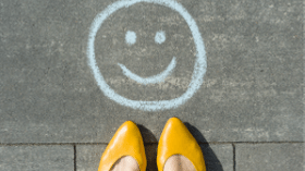 Would you risk your job for customers? | Always fight for customers | HPZ Marketing | Chalk smiley face in front of my shoes